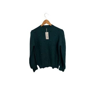 Simple Dark Green Women's Crew Neck Sweater